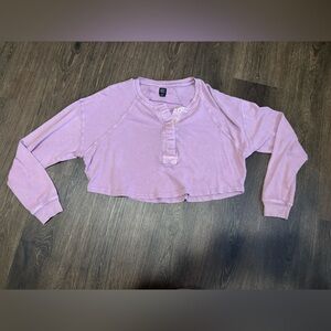 Urban Outfitters Cropped Henley Long Sleeve